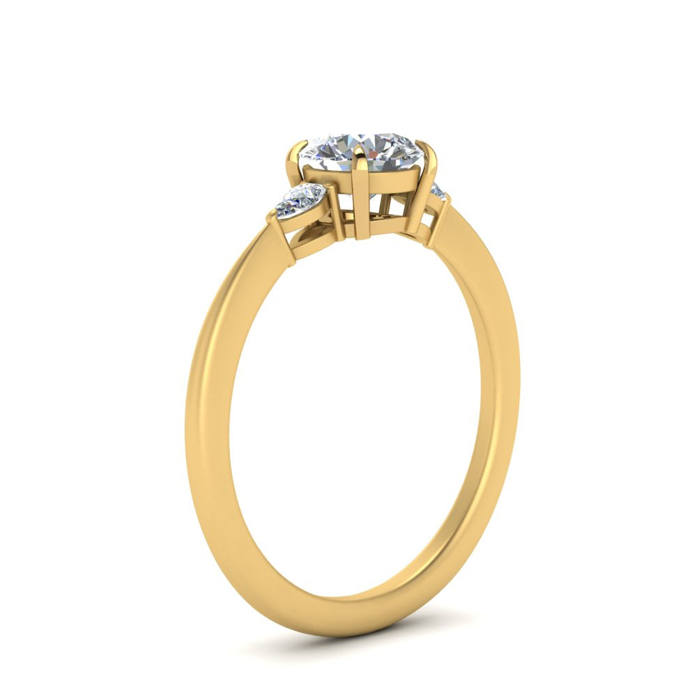 Lab diamond 3 Stone Tapered Engagement Rings 14K Gold