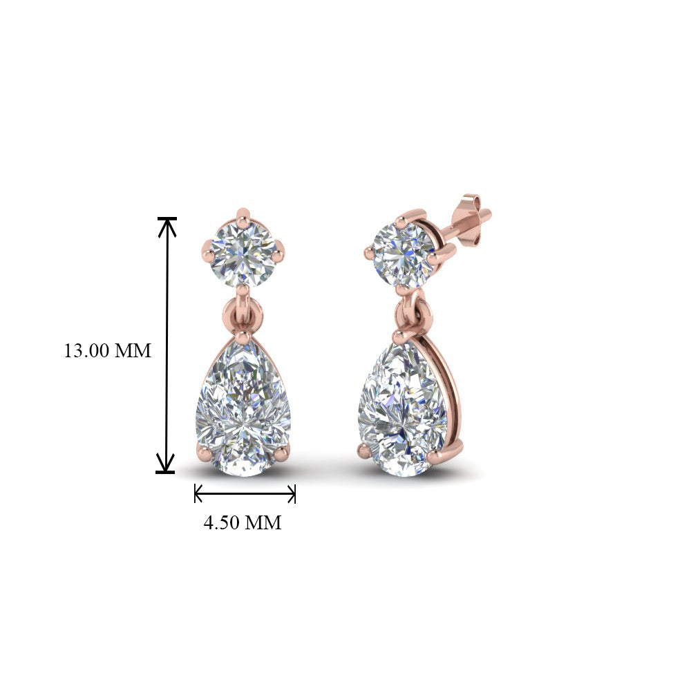 1.20 Carat Lab Diamond Pear Drop Earring For Women 14K Gold