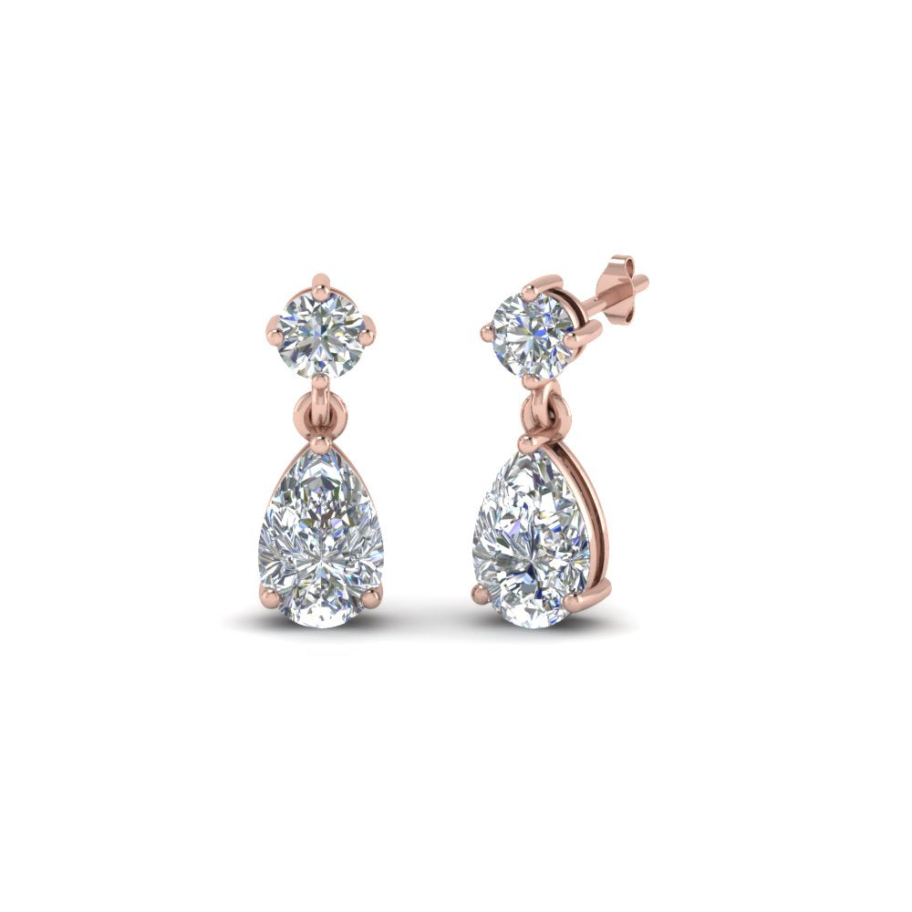 1.20 Carat Lab Diamond Pear Drop Earring For Women 14K Gold