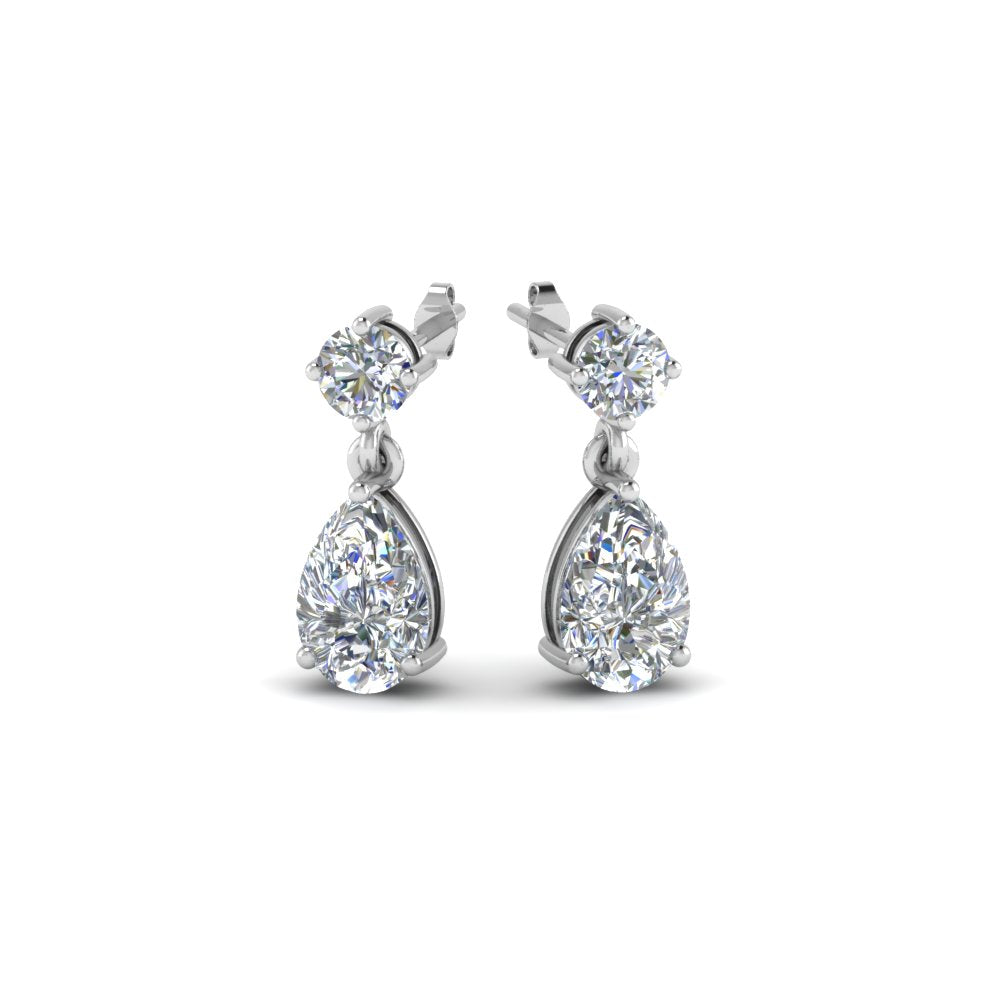 1.20 Carat Lab Diamond Pear Drop Earring For Women 14K Gold