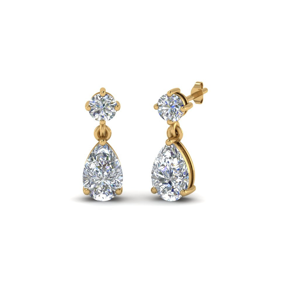 1.20 Carat Lab Diamond Pear Drop Earring For Women 14K Gold