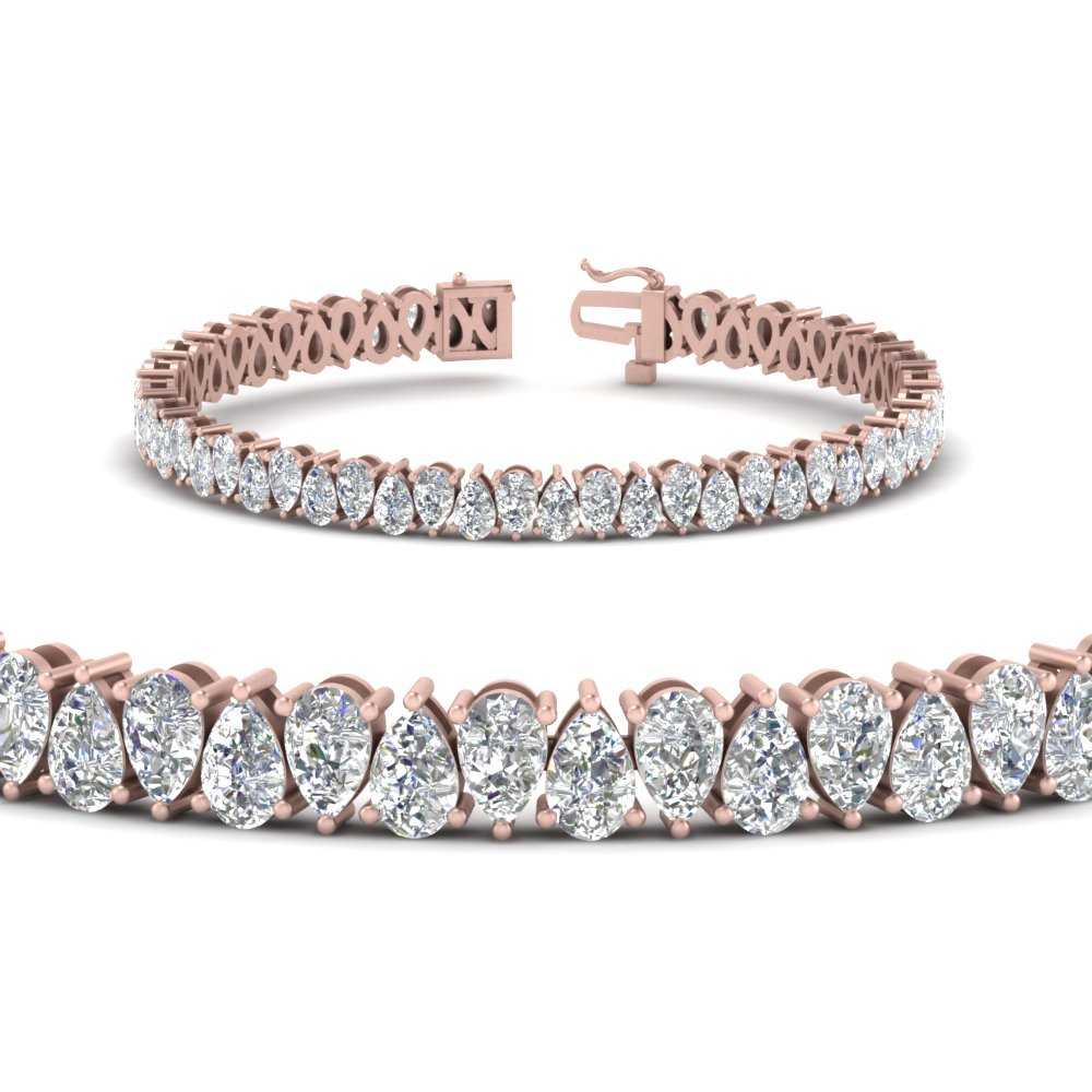 7.50 To 20 Carat Pear Cut Lab Diamond Tennis Bracelet 14K Gold