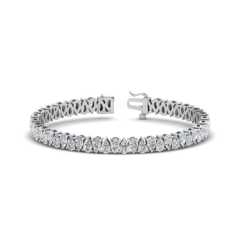 7.50 To 20 Carat Pear Cut Lab Diamond Tennis Bracelet 14K Gold