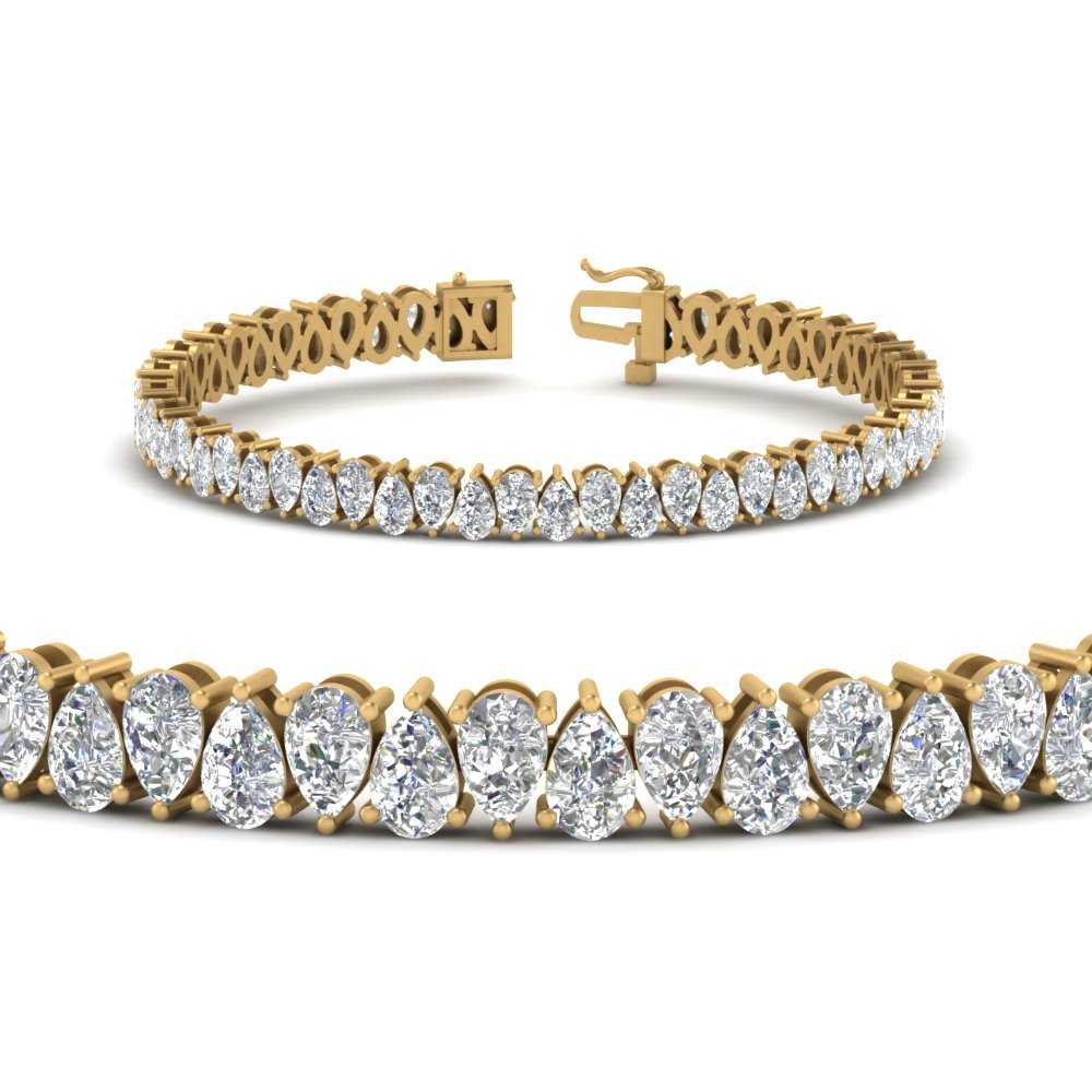 7.50 To 20 Carat Pear Cut Lab Diamond Tennis Bracelet 14K Gold