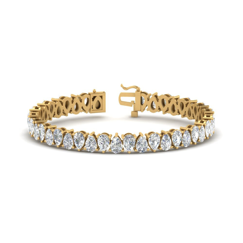 7.50 To 20 Carat Pear Cut Lab Diamond Tennis Bracelet 14K Gold