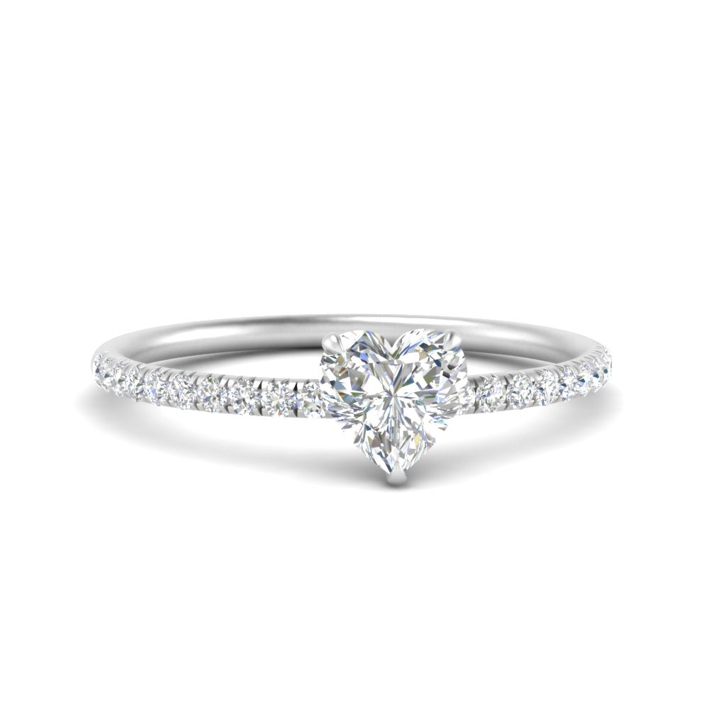 Petite Pave Engagement Ring Lab Grown 0.50 To 5 Carat IGI Certified 14K Gold