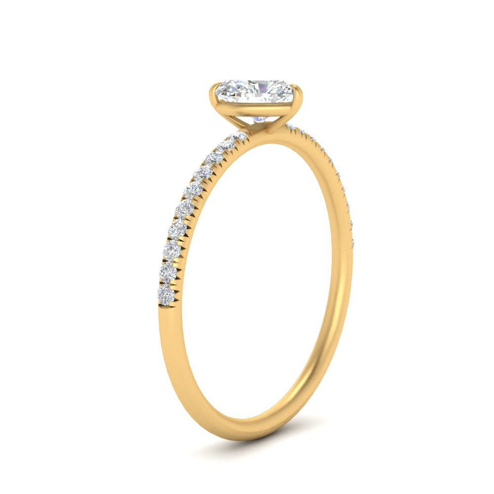 Petite Pave Engagement Ring Lab Grown 0.50 To 5 Carat IGI Certified 14K Gold