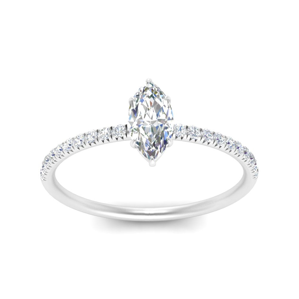 Petite Pave Engagement Ring Lab Grown 0.50 To 5 Carat IGI Certified 14K Gold