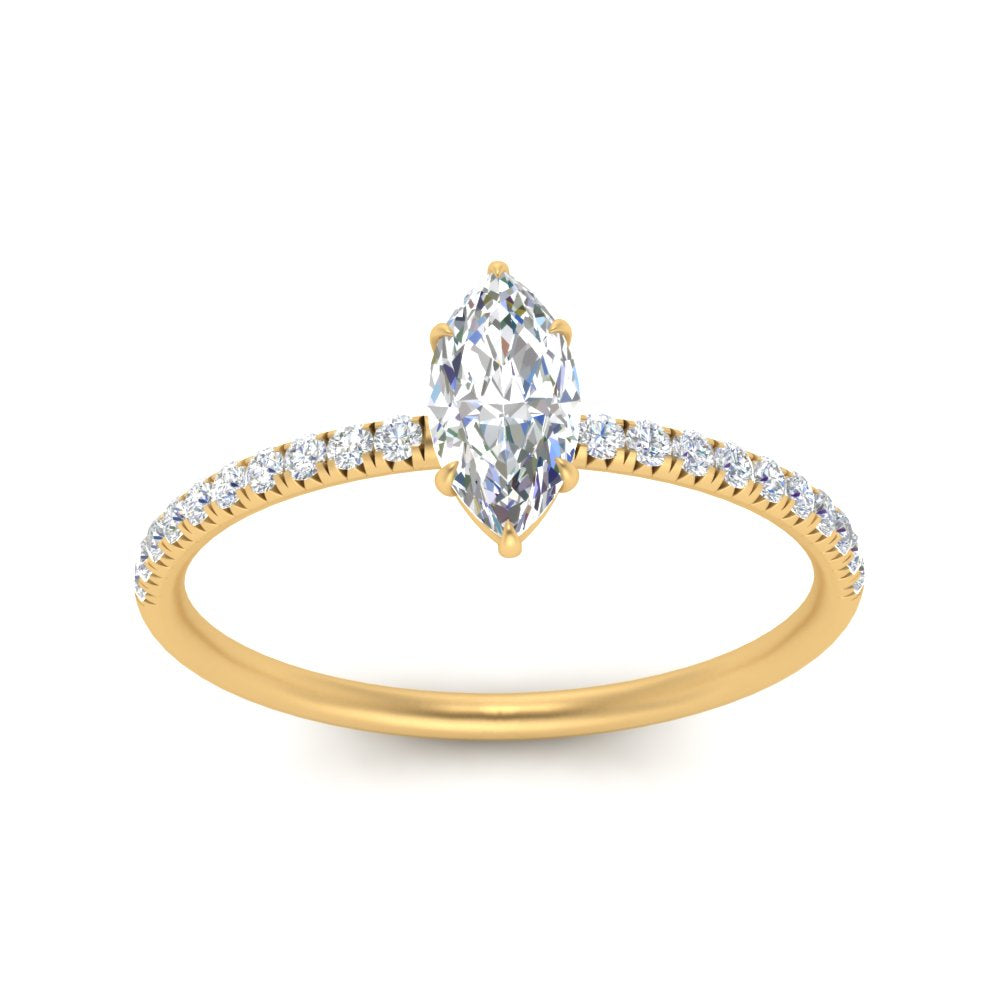 Petite Pave Engagement Ring Lab Grown 0.50 To 5 Carat IGI Certified 14K Gold