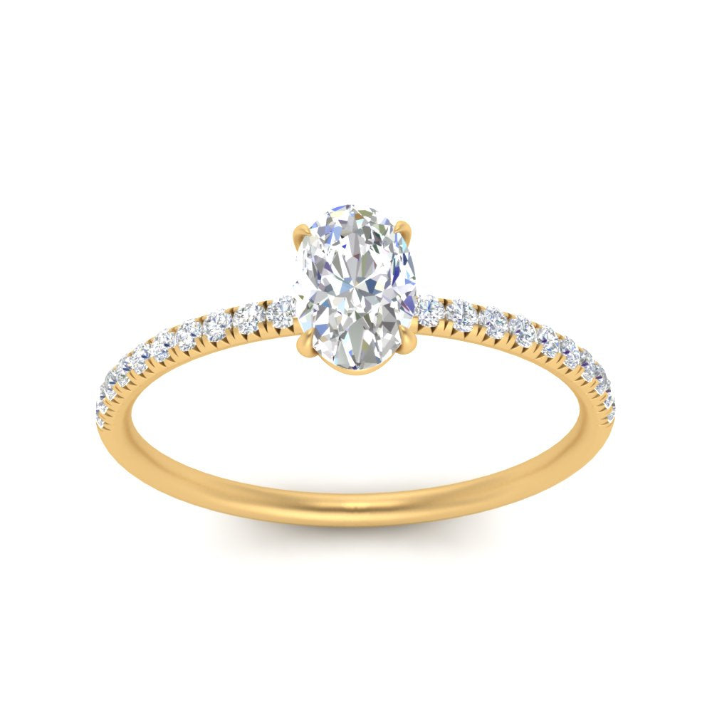 Petite Pave Engagement Ring Lab Grown 0.50 To 5 Carat IGI Certified 14K Gold