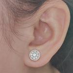 Load and play video in Gallery viewer, Beautiful Lab Diamond Cluster Circle 2 Tone Stud Earrings For Women In 14K Gold
