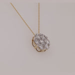 Load and play video in Gallery viewer, 1 Carat 7 Stone Flower Lab Diamond Two Tone Women Pendant 14K Gold
