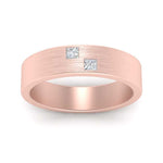 Load image into Gallery viewer, Princess Cut Lab Diamond Brush Finish Wedding Band For Mens 14k Rose Gold|Cuts &amp; Carat
