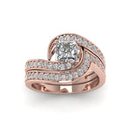 Load image into Gallery viewer, 1.42 Ct. Princess Lab Diamond Pave Swirl Bridal Set 14K Gold
