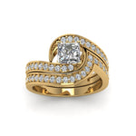 Load image into Gallery viewer, 1.42 Ct. Princess Lab Diamond Pave Swirl Bridal Set 14K Gold
