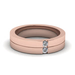 Load image into Gallery viewer, 2 Stone Round Cut Lab Diamond Wedding Band For Mens 14k Rose Gold|Cuts &amp; Carat
