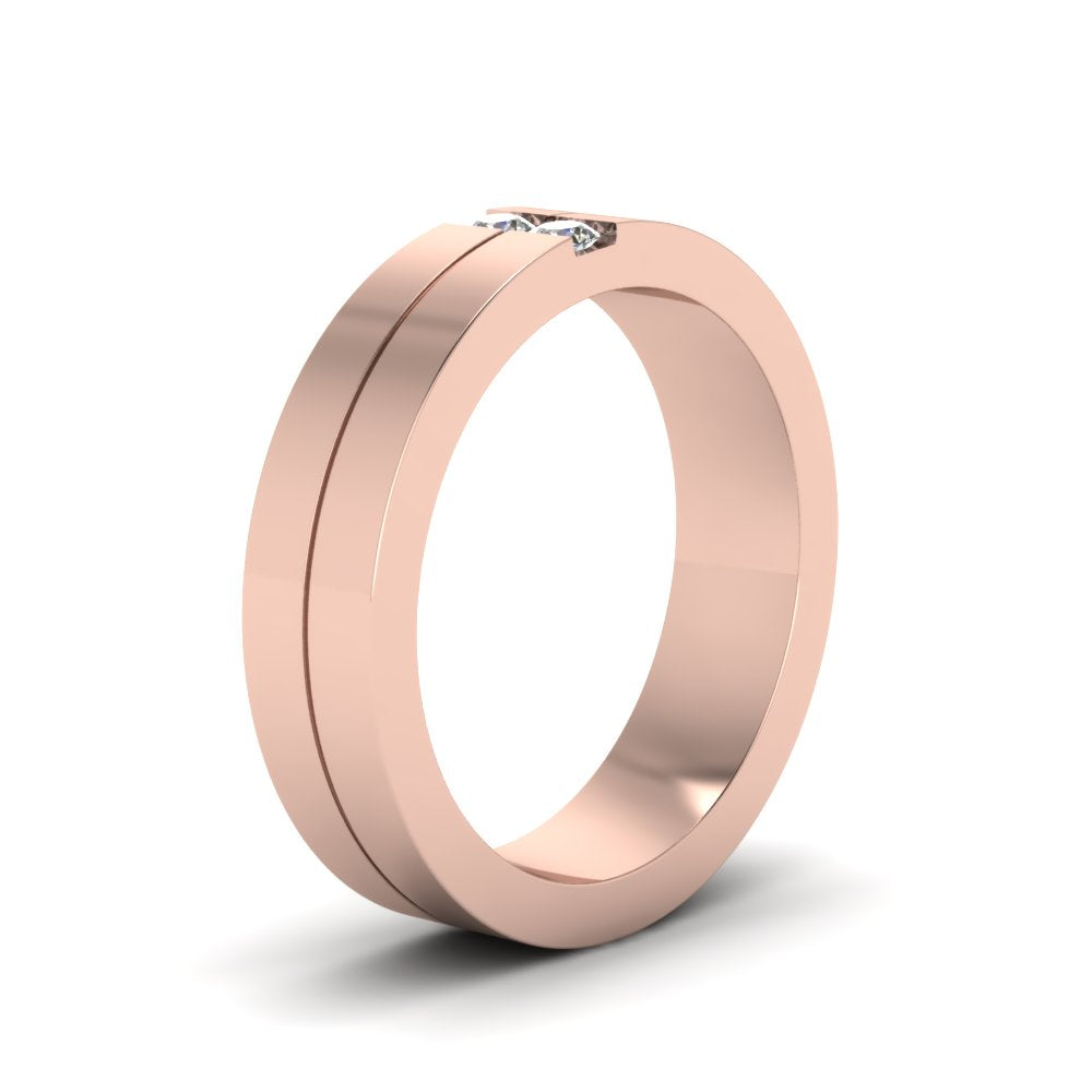 2 Stone Round Cut Lab Diamond Wedding Band For Mens 14k Rose Gold|Cuts & Carat