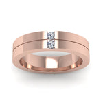 Load image into Gallery viewer, 2 Stone Round Cut Lab Diamond Wedding Band For Mens 14k Rose Gold|Cuts &amp; Carat
