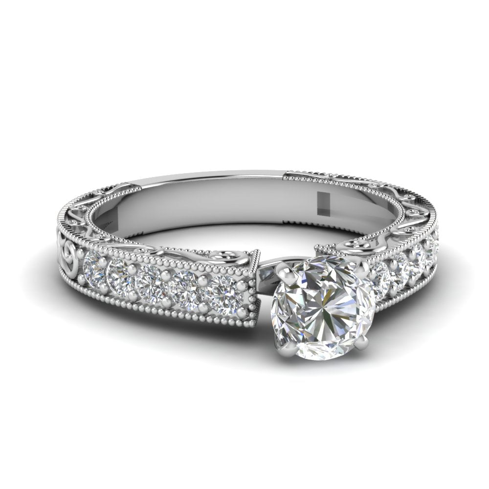 3 Ct. Round Cut Lab Diamond Antique Engagement Ring