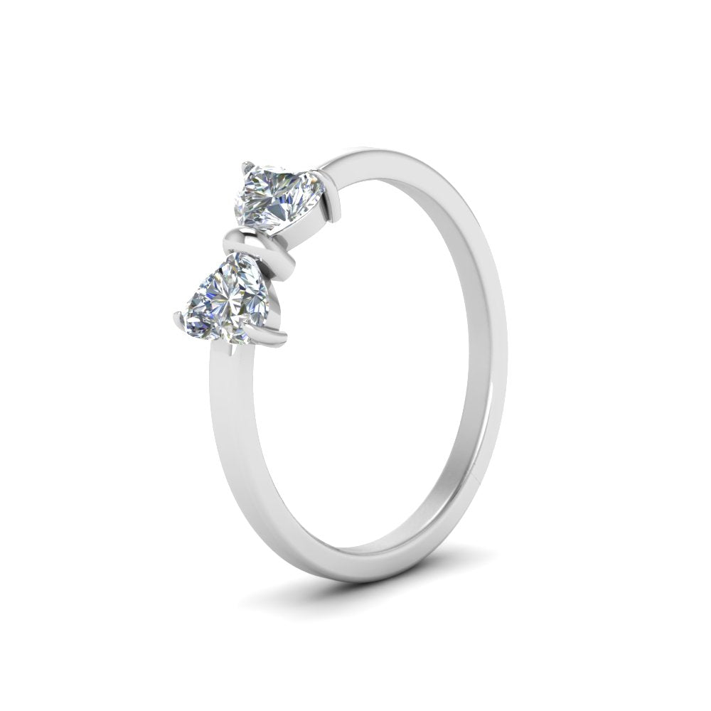 Simple 2 Heart Lab Diamond Promise Ring