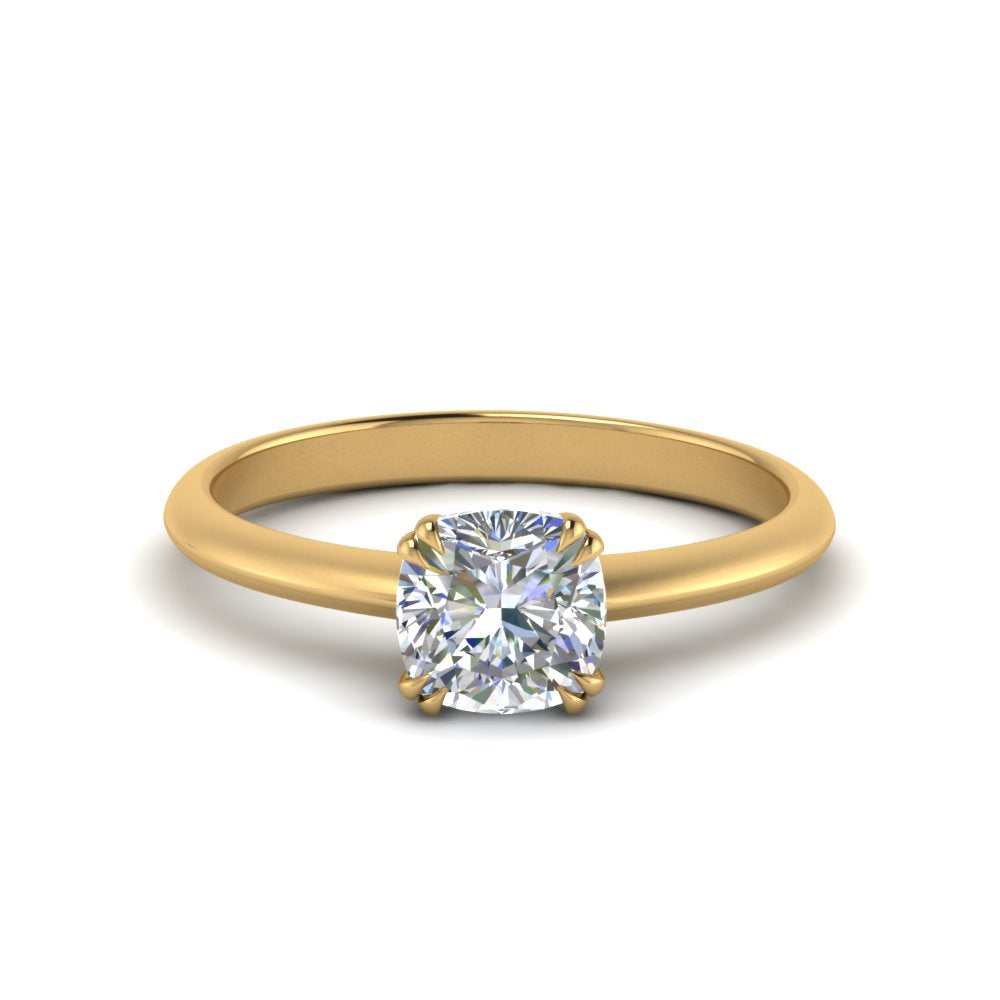 Knife Edge Solitaire Lab Diamond Ring 14K Gold