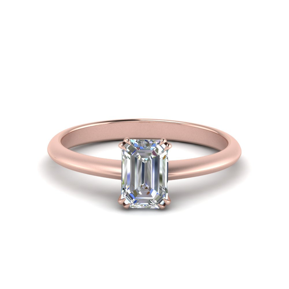 Knife Edge Solitaire Lab Diamond Ring 14K Gold