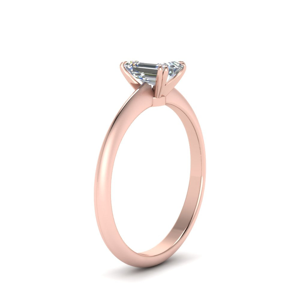 Knife Edge Solitaire Lab Diamond Ring 14K Gold