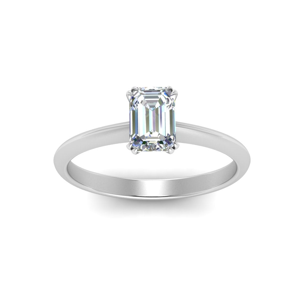 Knife Edge Solitaire Lab Diamond Ring 14K Gold