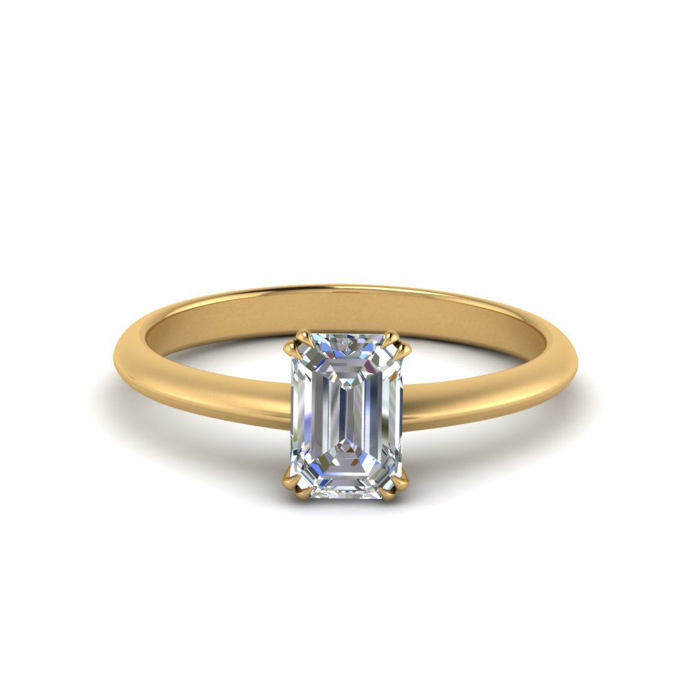 Knife Edge Solitaire Lab Diamond Ring 14K Gold