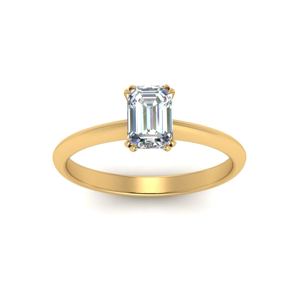 Knife Edge Solitaire Lab Diamond Ring 14K Gold