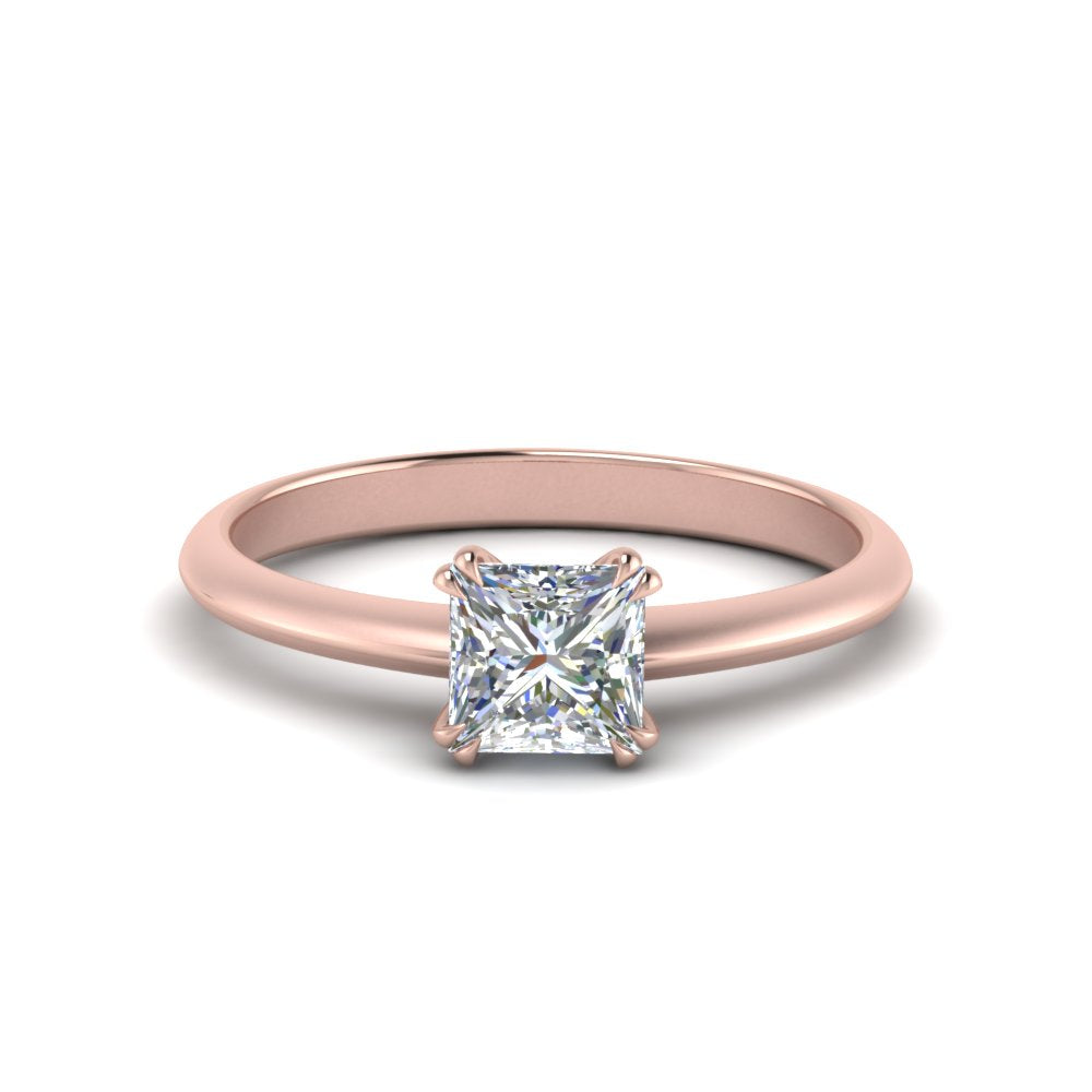 Knife Edge Solitaire Lab Diamond Ring 14K Gold