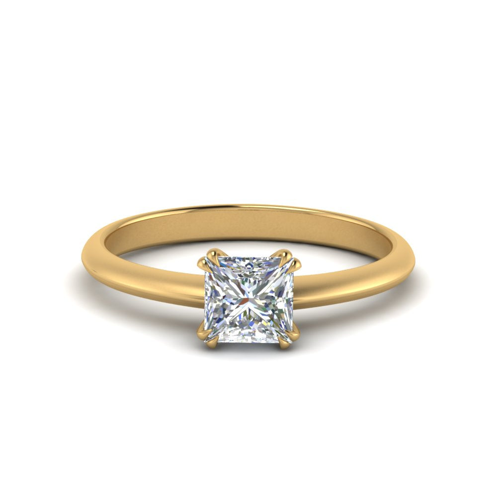 Knife Edge Solitaire Lab Diamond Ring 14K Gold