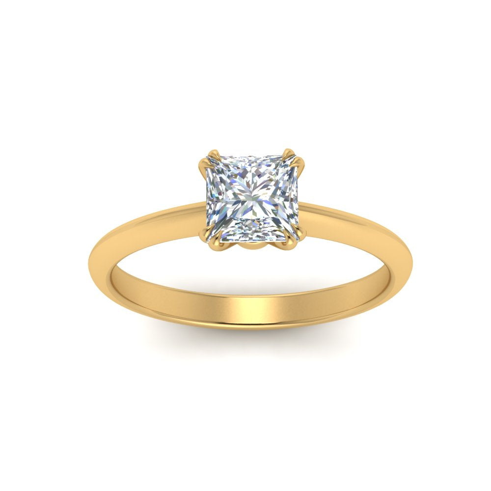 Knife Edge Solitaire Lab Diamond Ring 14K Gold