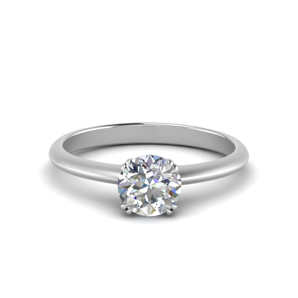 Knife Edge Solitaire Lab Diamond Ring 14K Gold