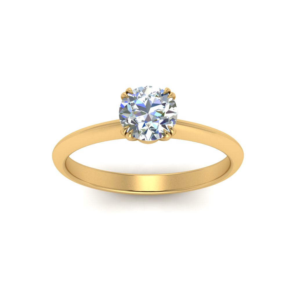 Knife Edge Solitaire Lab Diamond Ring 14K Gold