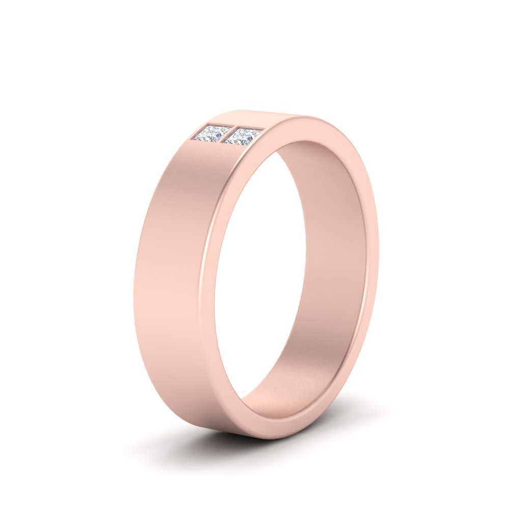 Square Cut Lab Diamond Wedding Band For Mens 14k Rose Gold|Cuts & Carat