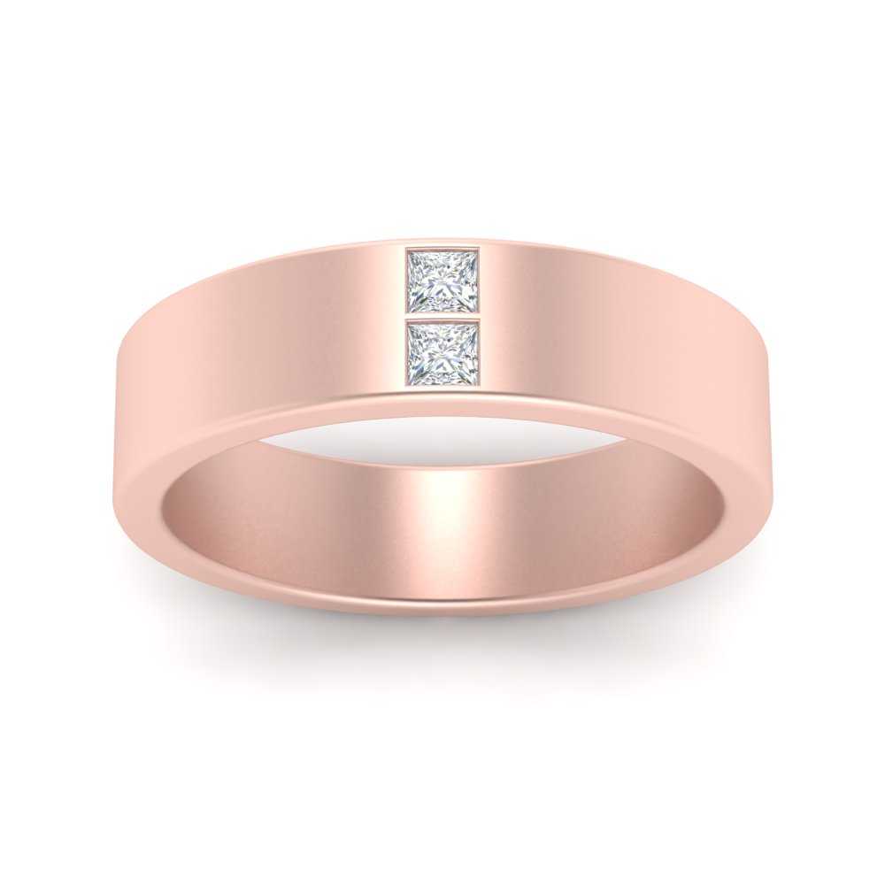 Square Cut Lab Diamond Wedding Band For Mens 14k Rose Gold|Cuts & Carat