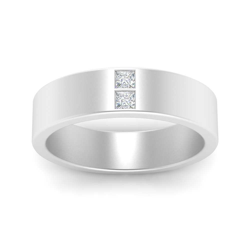 Square Cut Lab Diamond Wedding Band For Mens 14k White Gold|Cuts & Carat