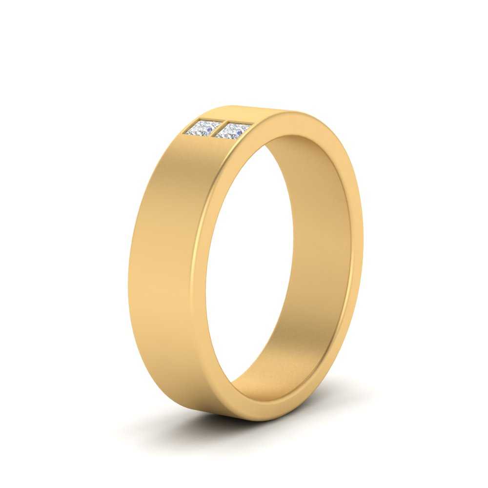 Square Cut Lab Diamond Wedding Band For Mens 14k Yellow Gold|Cuts & Carat