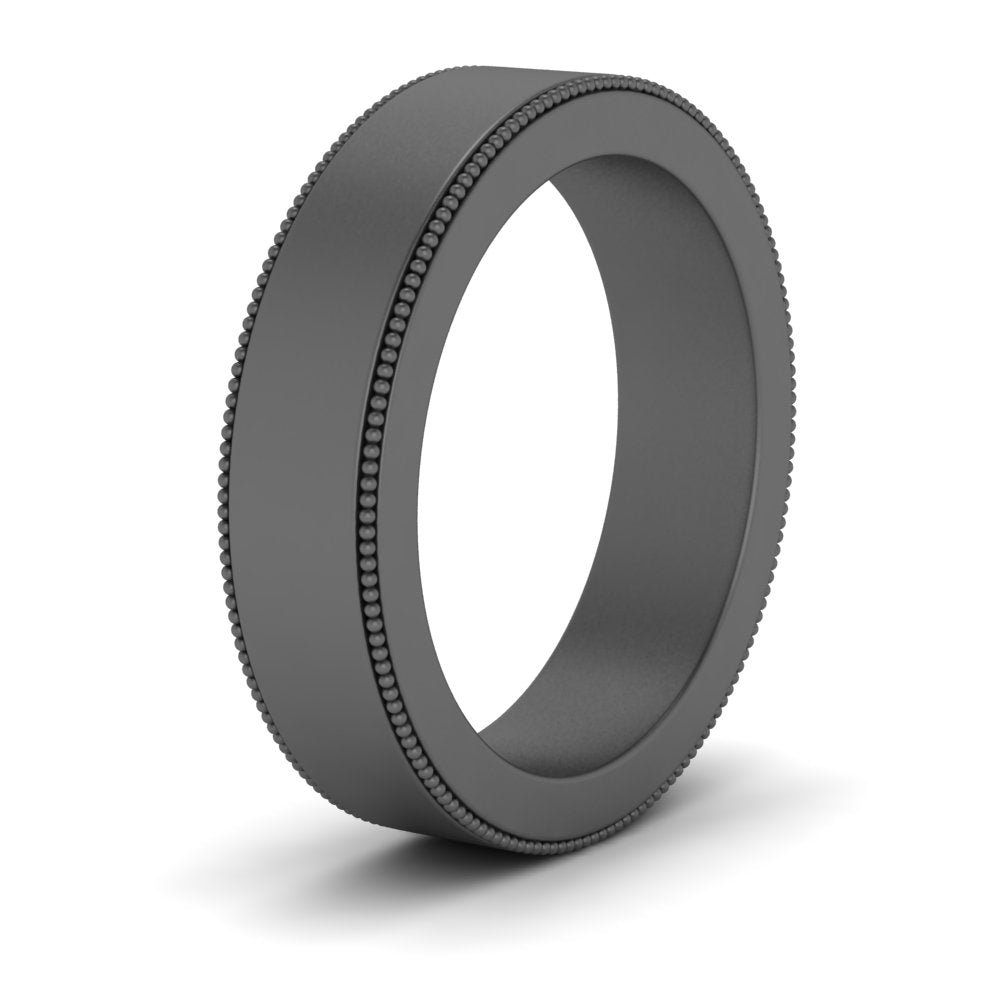 Flat Milgrain Stackable Mens Wedding Band In 4K Black Gold | Cuts & Carat