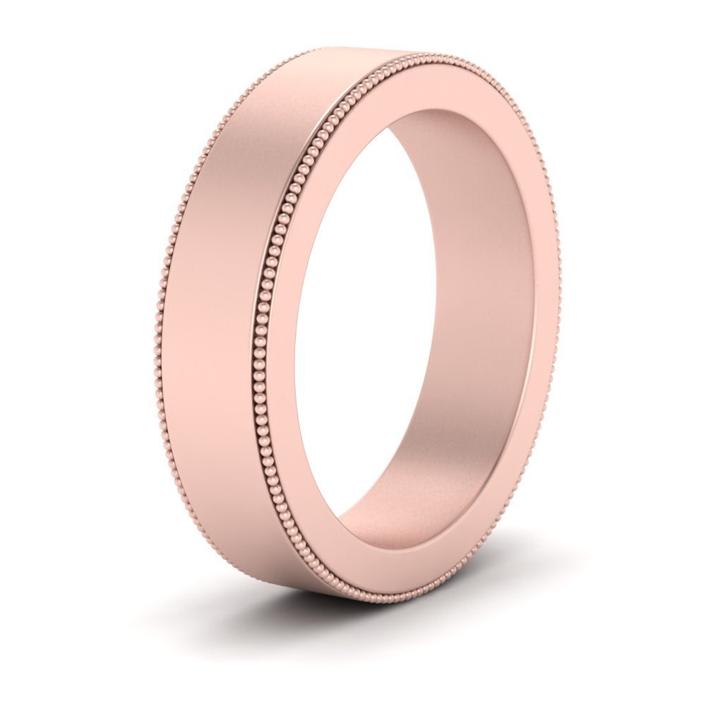 Flat Milgrain Stackable Mens Wedding Band In 4K Rose Gold | Cuts & Carat