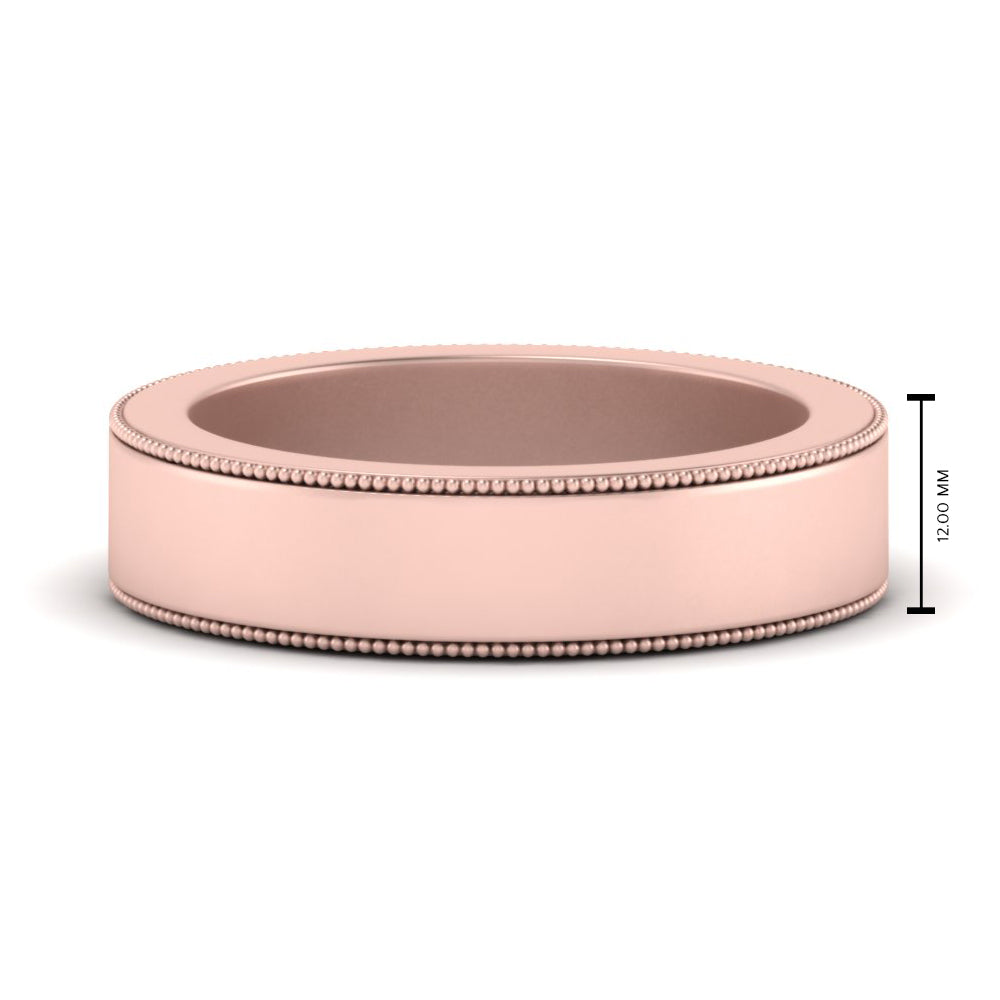 Flat Milgrain Stackable Mens Wedding Band In 4K Rose Gold | Cuts & Carat