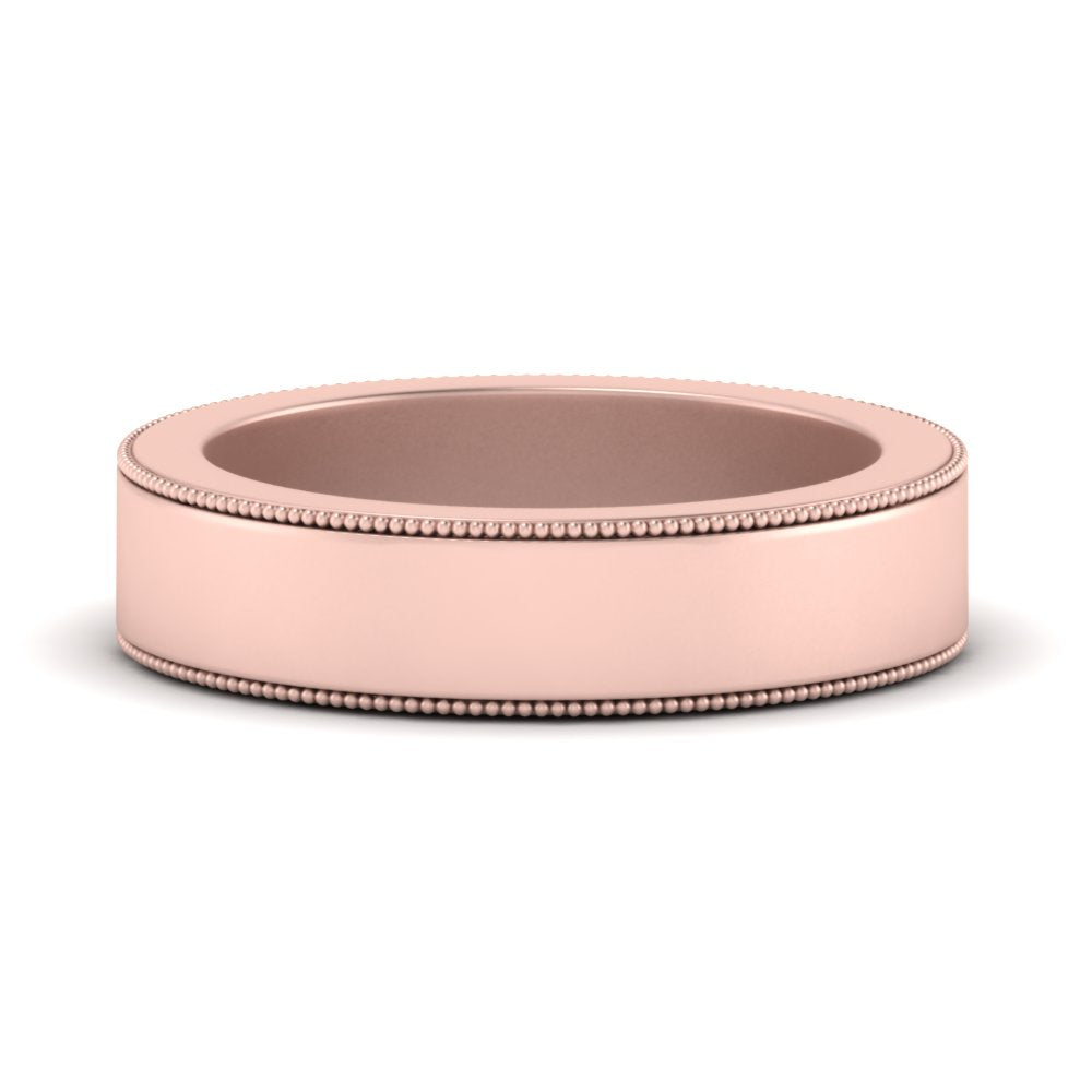 Flat Milgrain Stackable Mens Wedding Band In 4K Rose Gold | Cuts & Carat