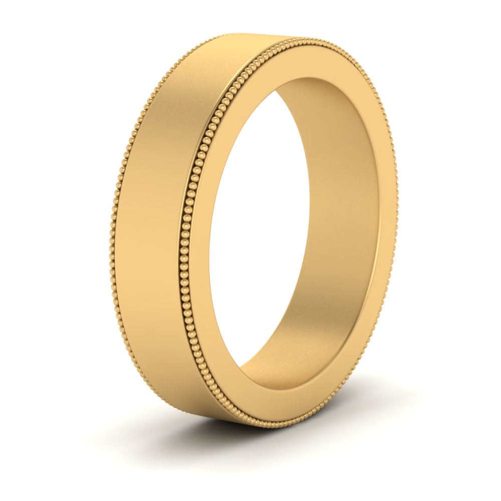 Flat Milgrain Stackable Mens Wedding Band In 4K Yellow Gold | Cuts & Carat