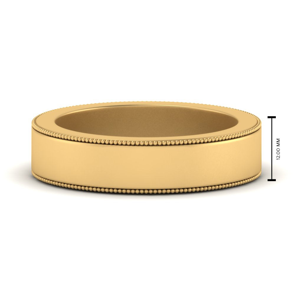 Flat Milgrain Stackable Mens Wedding Band In 4K Yellow Gold | Cuts & Carat