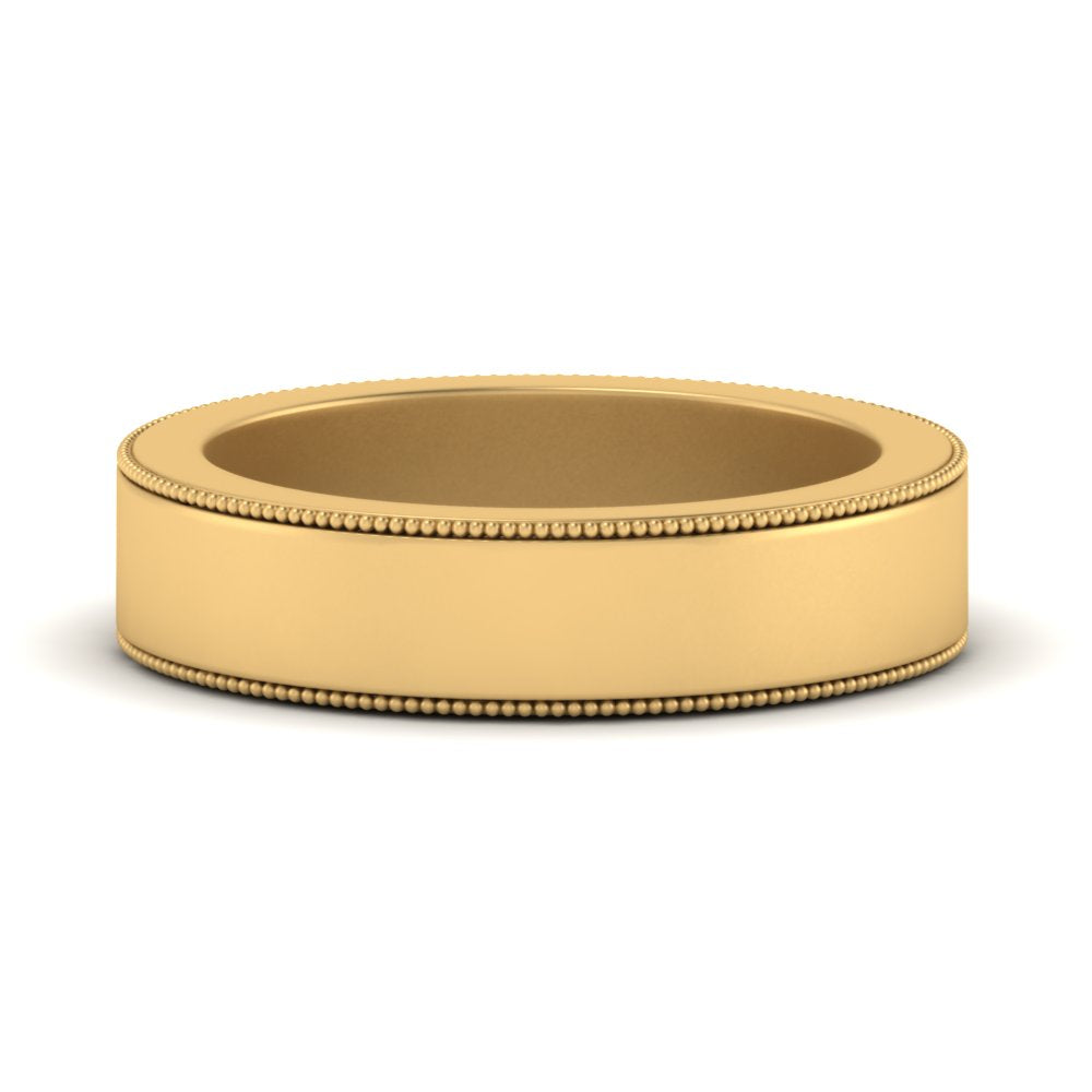 Flat Milgrain Stackable Mens Wedding Band In 4K Yellow Gold | Cuts & Carat