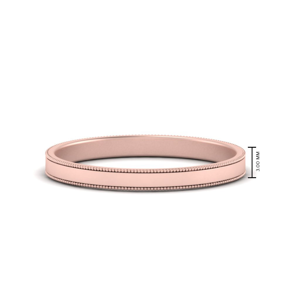 Flat Milgrain Stackable Mens Wedding Band In 14K Rose Gold | Cuts & Carat