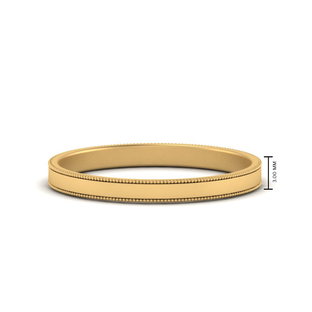 Flat Milgrain Stackable Mens Wedding Band In 14K Yellow Gold | Cuts & Carat