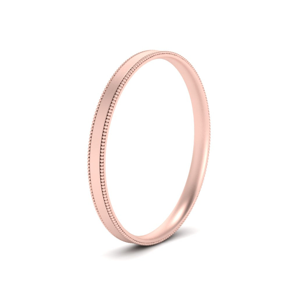 2.5 MM  Flat Stack Stepped Edge Comfort Fit Mens Wedding Band 14K Rose Gold | Cuts & Carat