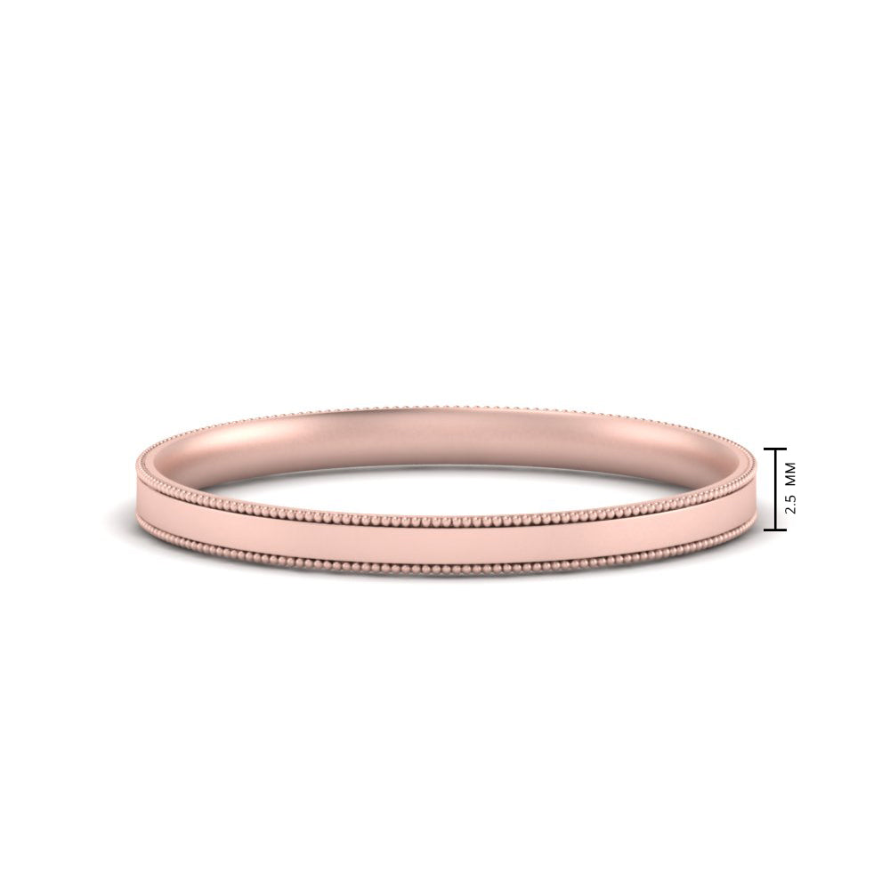 2.5 MM  Flat Stack Stepped Edge Comfort Fit Mens Wedding Band 14K Rose Gold | Cuts & Carat